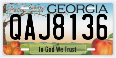 GA license plate QAJ8136