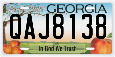 GA license plate QAJ8138