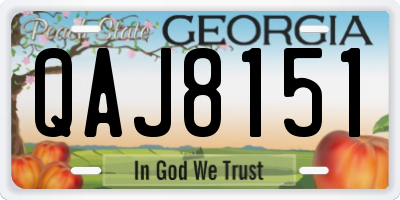 GA license plate QAJ8151