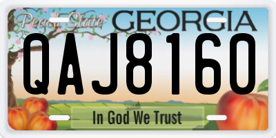 GA license plate QAJ8160