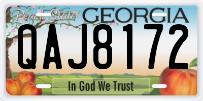 GA license plate QAJ8172