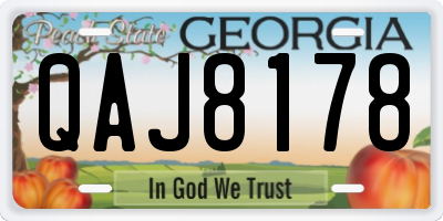 GA license plate QAJ8178