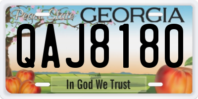 GA license plate QAJ8180