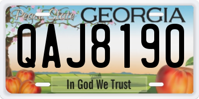 GA license plate QAJ8190