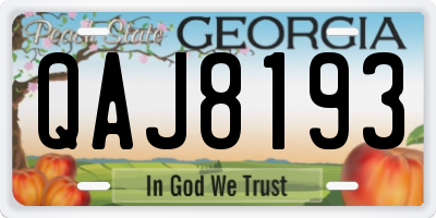 GA license plate QAJ8193