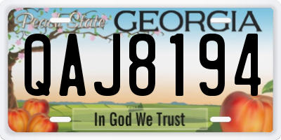 GA license plate QAJ8194