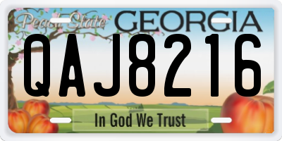 GA license plate QAJ8216