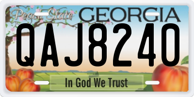 GA license plate QAJ8240