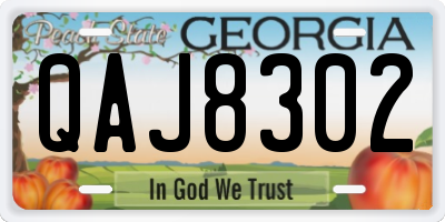 GA license plate QAJ8302