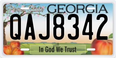 GA license plate QAJ8342