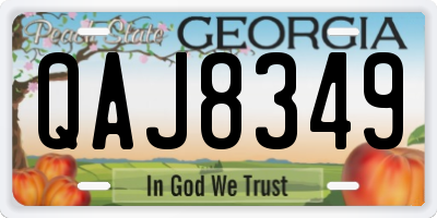 GA license plate QAJ8349