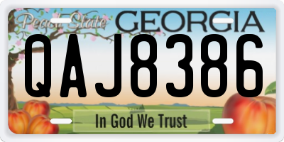 GA license plate QAJ8386