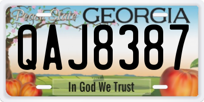GA license plate QAJ8387