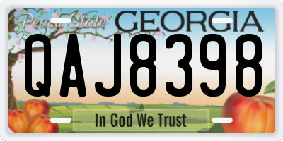 GA license plate QAJ8398