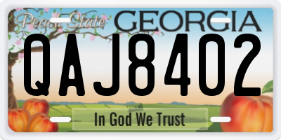 GA license plate QAJ8402