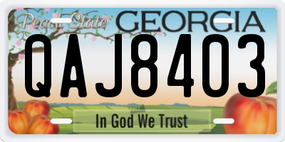 GA license plate QAJ8403