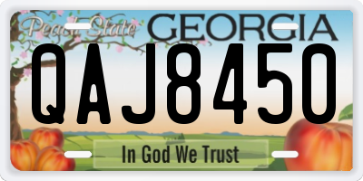 GA license plate QAJ8450