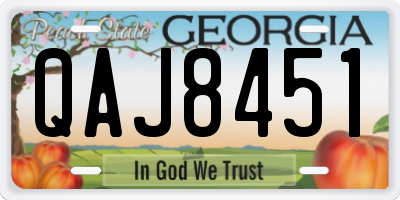 GA license plate QAJ8451