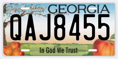 GA license plate QAJ8455