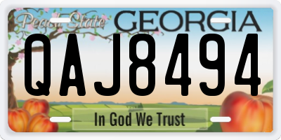 GA license plate QAJ8494