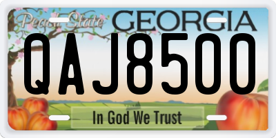 GA license plate QAJ8500