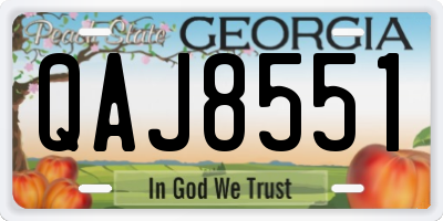 GA license plate QAJ8551