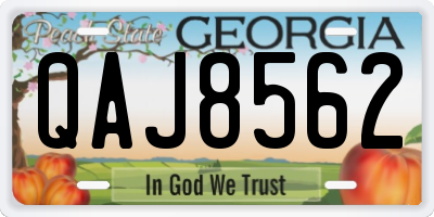 GA license plate QAJ8562