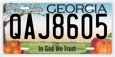 GA license plate QAJ8605