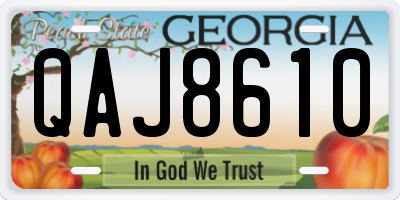 GA license plate QAJ8610