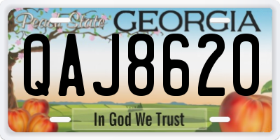 GA license plate QAJ8620