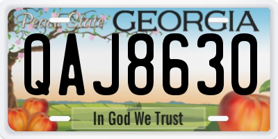 GA license plate QAJ8630