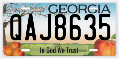 GA license plate QAJ8635