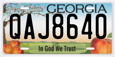 GA license plate QAJ8640