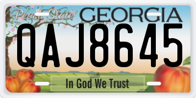 GA license plate QAJ8645