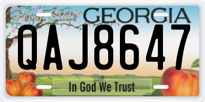 GA license plate QAJ8647