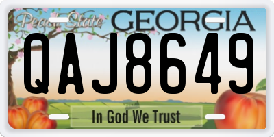 GA license plate QAJ8649
