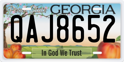 GA license plate QAJ8652
