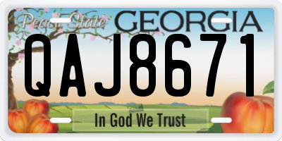 GA license plate QAJ8671