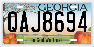 GA license plate QAJ8694