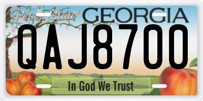 GA license plate QAJ8700
