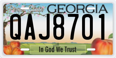 GA license plate QAJ8701