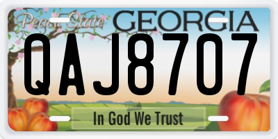 GA license plate QAJ8707