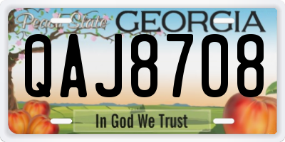 GA license plate QAJ8708
