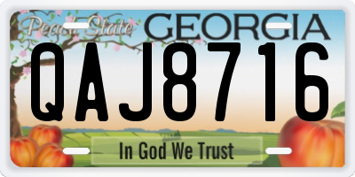 GA license plate QAJ8716