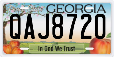 GA license plate QAJ8720