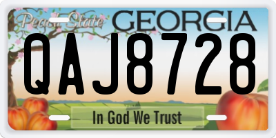 GA license plate QAJ8728
