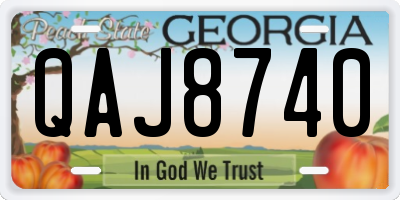 GA license plate QAJ8740