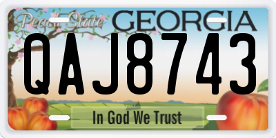GA license plate QAJ8743