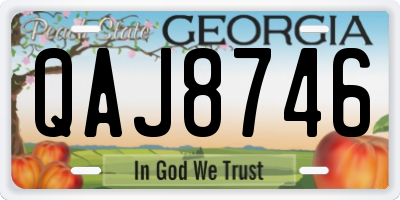 GA license plate QAJ8746
