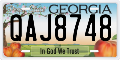 GA license plate QAJ8748
